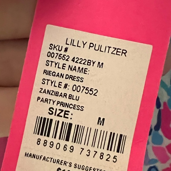 Lilly Pulitzer Riegan Dress in Zanzibar Blue Party Princess, Size Medium NWT - Picture 4 of 4